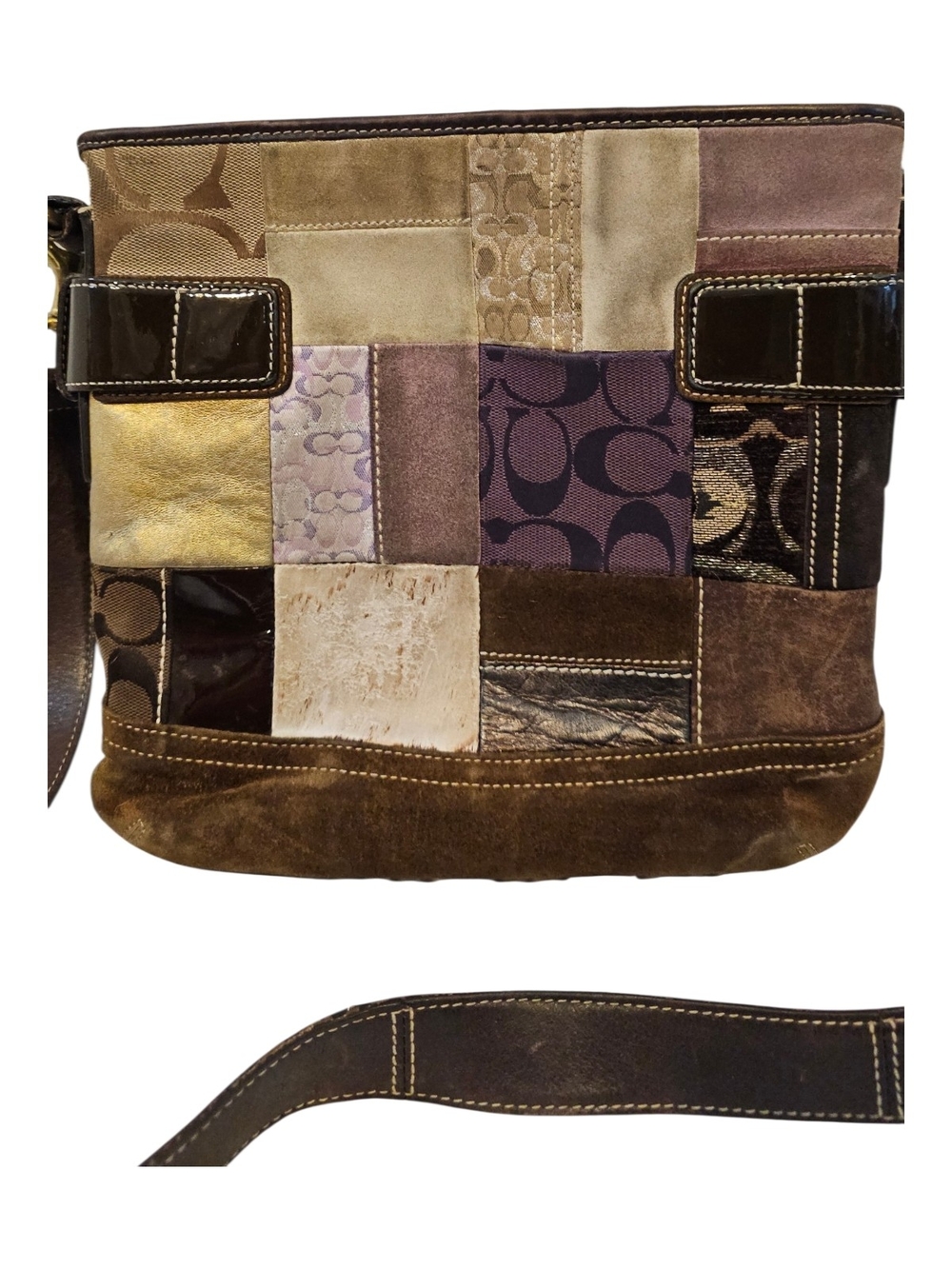 Y2k Coach Eva Holiday Patchwork Crossbody Bag Purse Style # 3573 - Picture 13 of 16